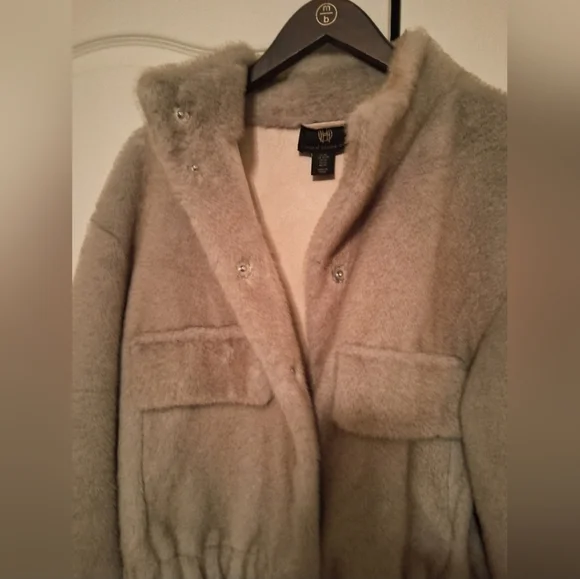 House Of Harlowe 1960 Beige Faux Mink Fur Jacket XS - Picture 6 of 10